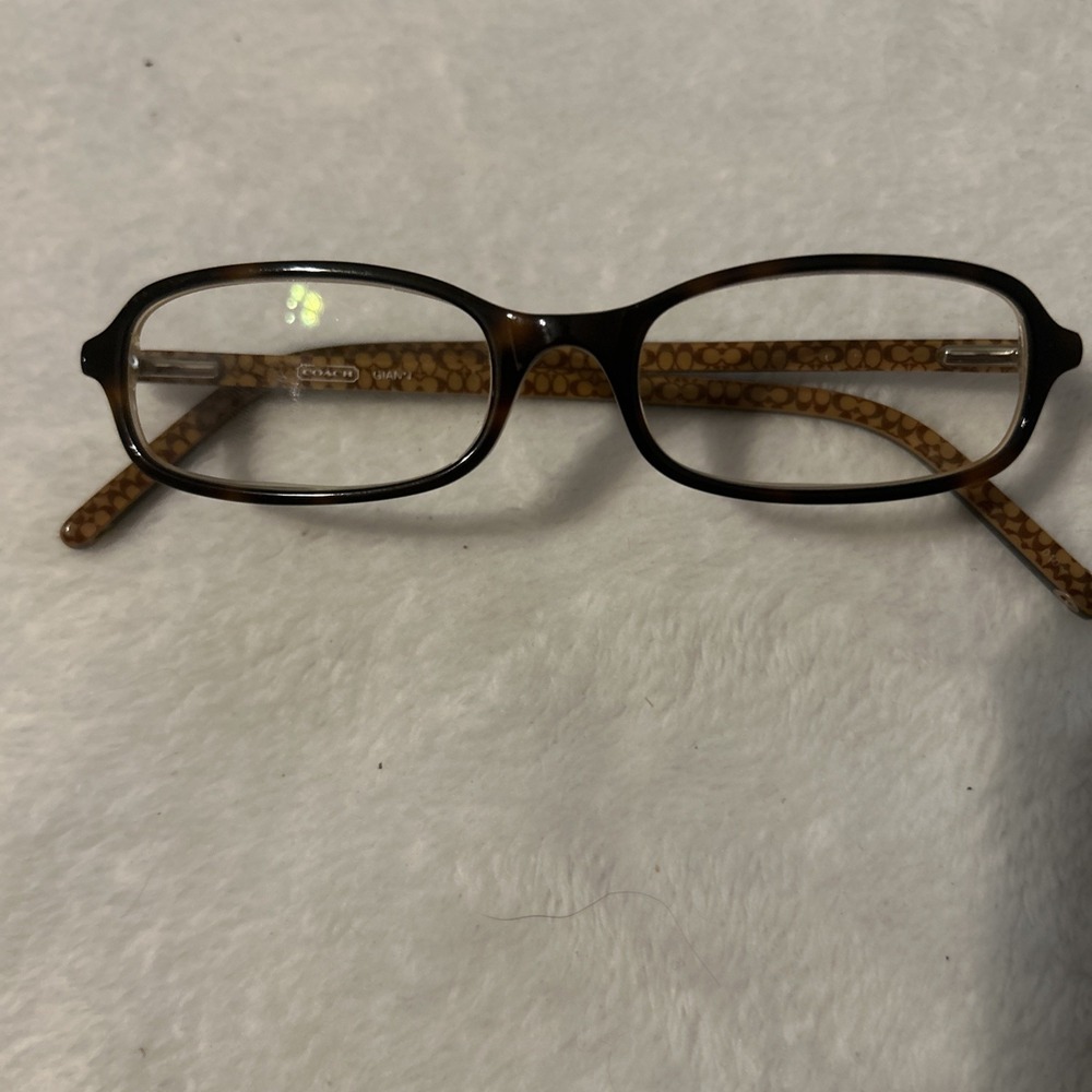 Coach Gianni Eyeglasses Frames Brown Signature C Logo Rectangle Women's